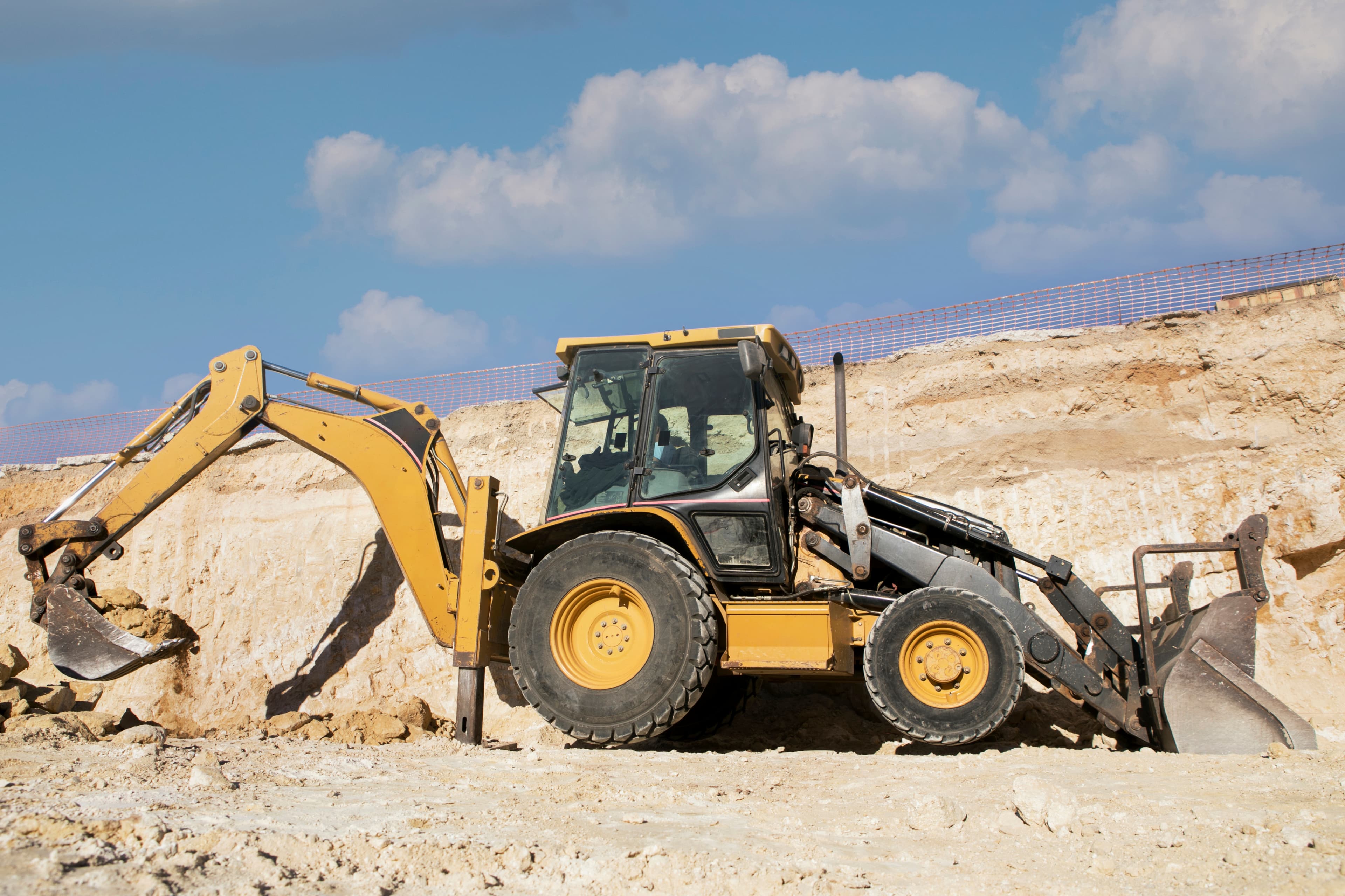 Excavator working at a construction site